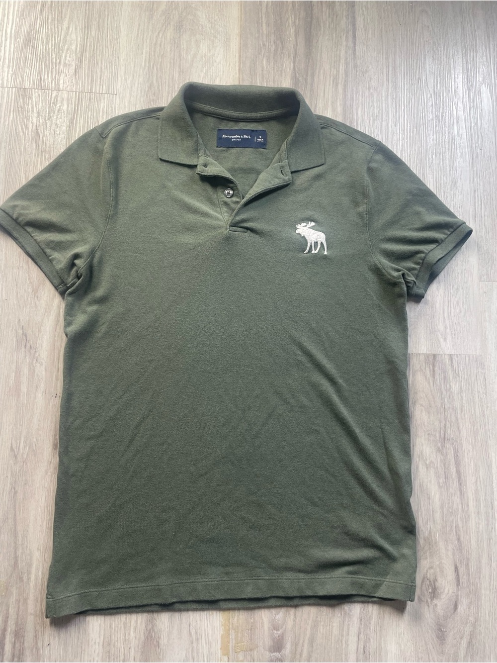 Abercrombie & Fitch Olive Green Polo with White Moose Logo